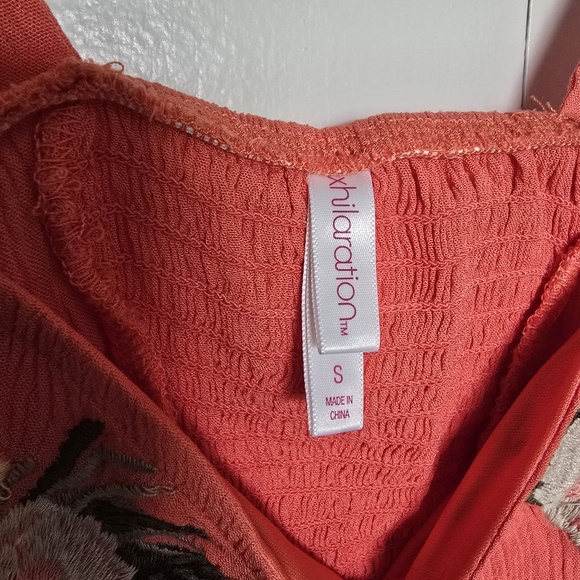 Xhilaration Coral Floral Embellished Crop Tank Top - Picture 5 of 6